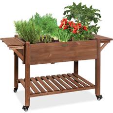 Best Choice Products Outdoor Planter Boxes Best Choice Products 57x20x33in Mobile Raised Garden