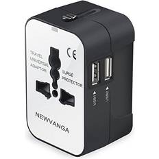 Universal plug adapter Travel Adapter, Worldwide All in One Universal Travel Adapter Wall Charger AC Power Plug Adapter with Dual USB Charging Ports for USA EU UK AUS, White