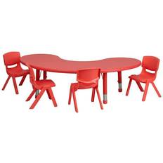 Furniture Set Flash Furniture YU-YCX-0043-2-MOON-TBL-RED-E-GG 35''W 65''L Adjustable Half-Moon Red Activity