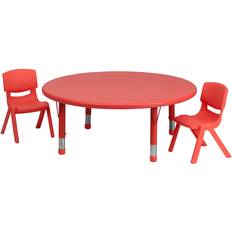 Flash Furniture Emmy 45'' Round Red Plastic Adjustable Activity