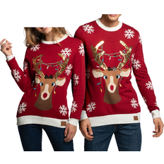 Julegensere Partykungen Cute Reindeer Christmas Sweater - Red