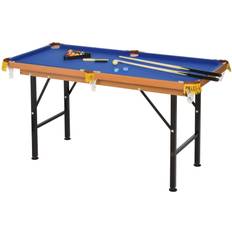 Table Sports Soozier 55 In. Portable Folding Billiards Table Game Pool Table with Cues Ball Rack Brush Chalk