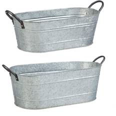 Evergreen Pots, Plants & Cultivation Evergreen Galvanized Metal Planter Containers, Set 2