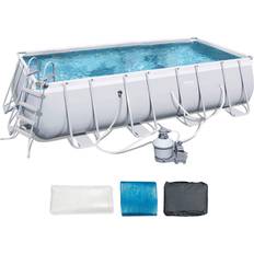 Pools Bestway 60-ft x 24.5-ft x 22-in Rectangle Above-Ground Pool Polyester 74877