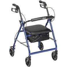 Rollator walker with seat Drive Medical Aluminum Rollator with 6" Casters, Fold Up and Removable Back Support, Padded Seat, Blue