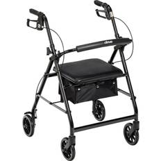 Health Drive Medical Aluminum Rollator with 6" Casters, Fold Up and Removable Back Support, Padded Seat, Black