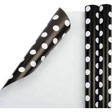 JAM Paper Wrapping Paper 25 Sq Ft Polka Dot White Gold - Office Depot