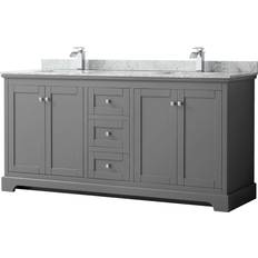 Gray Water Toilets Wyndham Collection Avery 72-in Dark Gray Undermount Double Sink Bathroom Vanity with White Carrara Marble Natural Marble Top WCV232372DKGCMUNSMXX