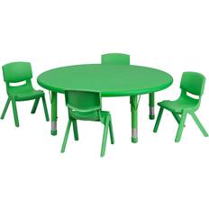 Furniture Set Flash Furniture YU-YCX-0053-2-ROUND-TBL-GREEN-E-GG 45'' Round Adjustable Green Plastic Activity Table