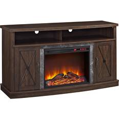 Ameriwood Home Electric Fireplaces Ameriwood Home 53.5-in W Espresso TV Stand with Fan-forced Electric Fireplace in Brown 1809096COM
