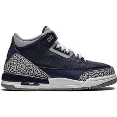 Blue Children's Shoes Nike Air Jordan 3 Retro GS - Georgetown Midnight Navy/Cement Grey/White
