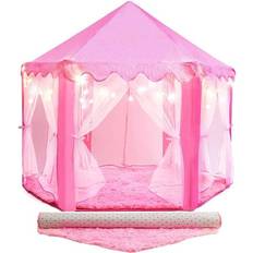 PLAYVIBE Princess Tent Ultra Soft Rug & LED Star Lights