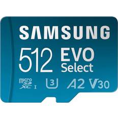 Memory Cards & USB Flash Drives Samsung EVO Select microSDXC Class 10 UHS-I U3 V30 A2 130MB/s 512GB