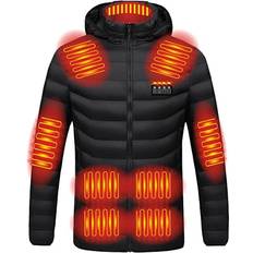Unisex Outerwear Comior Heated Coat Hooded Heating Warm Jackets - Black