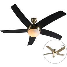 QAZQA Ceiling fan gold with remote control