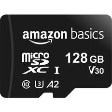 Amazon MicroSDXC Memory Card with Full Size Adapter, A2, U3, Read Speed up to 100 MB/s, 128 GB