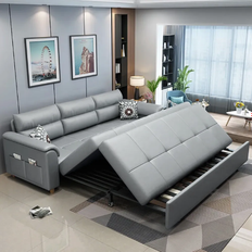 Beige - Sofa Beds Sofas Homary Full Sleeper Convertible Sofa 74" 3 Seater
