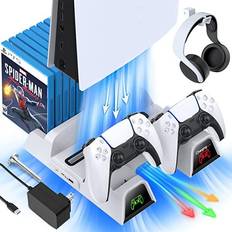 PlayStation 5 Controller & Console Stands Extremecool PS5 Stand with 2 Cooling Fan
