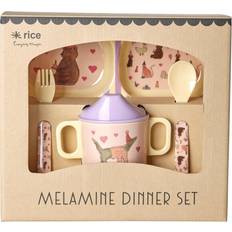Rice Barneserviser Rice Melamine Baby Dinner Set Giftbox Animal Lavender Print