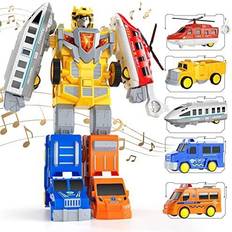 Transform Robots Truck for Toddler 5 in 1 City Rescue Cars Vehicles