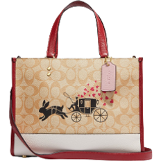 Coach Lunar New Year Dempsey Carryall In Signature Canvas with Rabbit and Carriage Tote Bag - Gold/Light Khaki Multi