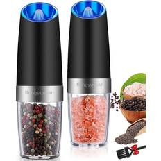 KSL Gravity Electric Salt and Pepper Grinder Set - Battery Operated Mill, Automatic Shaker w/ Light (premium Kit)