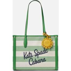 Kate Spade Market Cabana medium green striped canvas beach tote bag, Green  • Price »