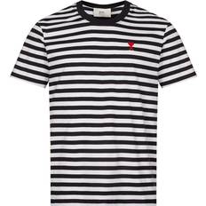 Ami Paris Ami De Coeur Striped T-shirt - Black/White