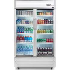 Mini beverage fridge glass door Premium Levella Double Door Beverage Silver