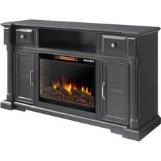 Muskoka 60-in W Aged Black TV Stand with Fan-forced Electric Fireplace 259-35-86
