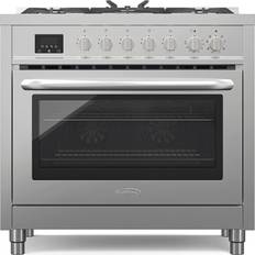 Silver dual fuel cooker KoolMore 36 Dual Fuel Range with Legs, 4.3 Silver