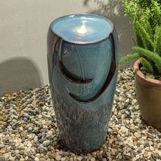 GlitzHome 29.25 H Oversized Turquoise Ceramic Pot Fountain