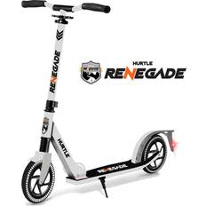 Sound Around HURTLE Lightweight and Foldable Kick Scooter Adjustable for Teens and Adult, Alloy Deck with High Impact Wheels White
