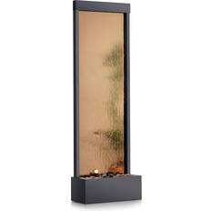 Fountains & Garden Ponds Alpine Corporation Mirror Zen Waterfall Fountain with Stones and Lights 72"