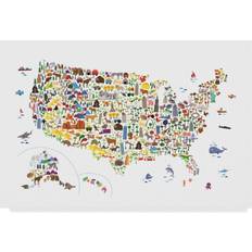 The map of united states Trademark Fine Art 12 Animal Map Of United States For Floater Framed Art