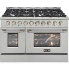 Silver dual fuel cooker Kucht 46-in 8 Dual Fuel Range Stainless Silver, Blue