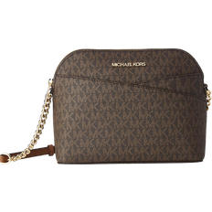 Brown - Leather Handbags Michael Kors Jet Set Travel Medium Logo Dome Crossbody Bag - Powder Blush