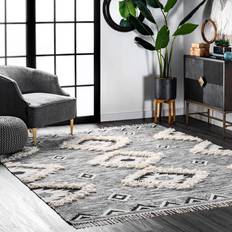 Wool Carpets & Rugs Nuloom Savannah Moroccan Fringe Black 60x96"