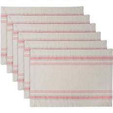 Place Mats DII French Stripe Tabletop Collection Farmhouse Place Mat Gray, Beige, Brown, Red
