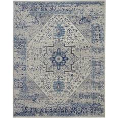 Nourison Tranquil Traditional Persian Medallion Blue, Beige, Gray 96x120"