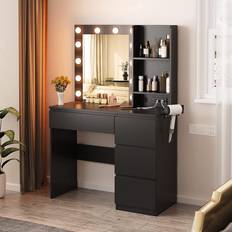 Vabches Makeup Vanity with Lights Dressing Table 15.7x37"