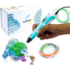 3D-Pens SCRIB3D P1 3D Printing Pen with Display - Includes 3D Pen, 3 Starter Colors of PLA Filament, Stencil Book + Project Guide