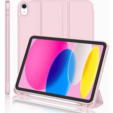 IMieet Computer Accessories iMieet New iPad 10th Generation Case 2022 10.9 Inch with Pencil Holder, Trifold Stand Smart Case with Soft TPU Back,Auto Wake/Sleep(Pink)