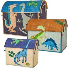Mehrfarbig Aufbewahrungskörbe Rice Raffia Toy Baskets with Dinosaur Theme