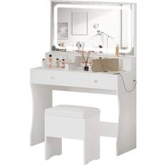 Ironck Vanity Desk Set with LED White 15.7x31.5"
