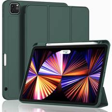 ZryXal New iPad Pro 11 Inch Case 2022(4th Gen)/2021(3rd Gen)/2020(2nd Gen) with Pencil Holder,Smart iPad Case [Support Touch ID and Auto Wake/Sleep] with Auto 2nd Gen Pencil Charging