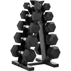 Fitness Cap Barbell 150 LB Dumbbell Set with Rack