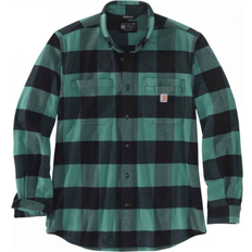 Herre Skjorter på salg Carhartt Rugged Flex Relaxed Fit Midweight Flannel long Sleeves Plaid Shirt - Slate Green