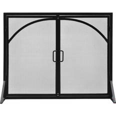 Cast Iron Electric Fireplaces Minuteman International Single-Panel Contemporary Arched Black Door Screen 39"X31"