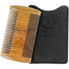 Beard Brushes Zeus organic sandalwood double-sided beard comb with leather sheath!